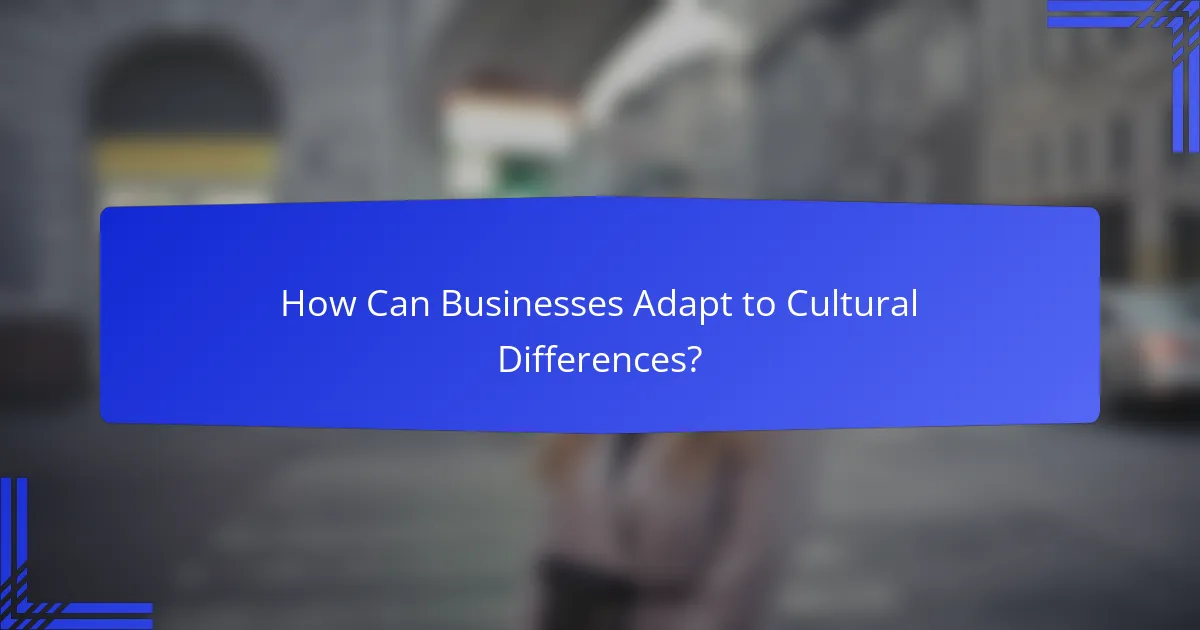 How Can Businesses Adapt to Cultural Differences?